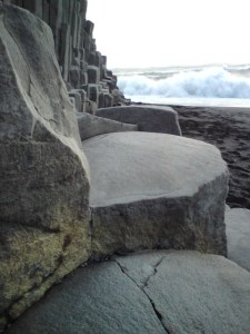 Rocks at Reynisfjara beach - reminiscent of the Giant's Causeway, County Antrim