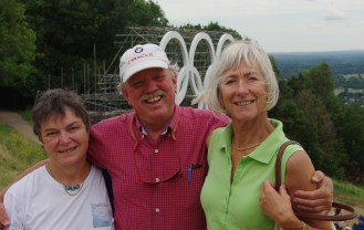 Still buddies, with Wendy's husband, Mac on Box Hill, Surrey