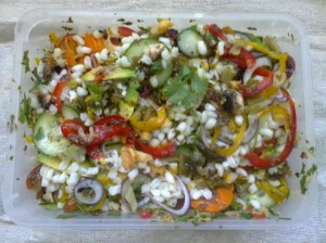 ...with samp (dried, stamped corn kernels with husks removed)